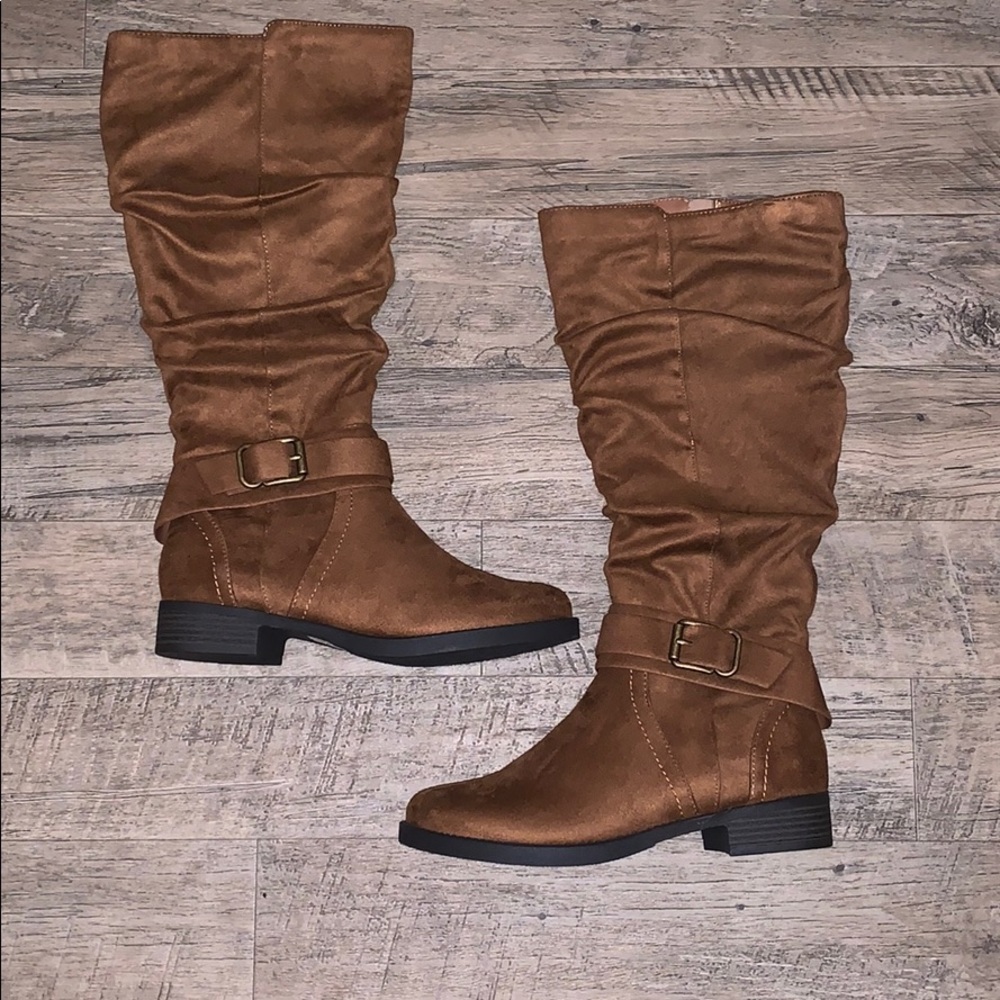 Faux Suede Chestnut Boots 8